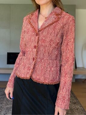 Vintage Japanese Pink Paisley Textured blazer Jacket
